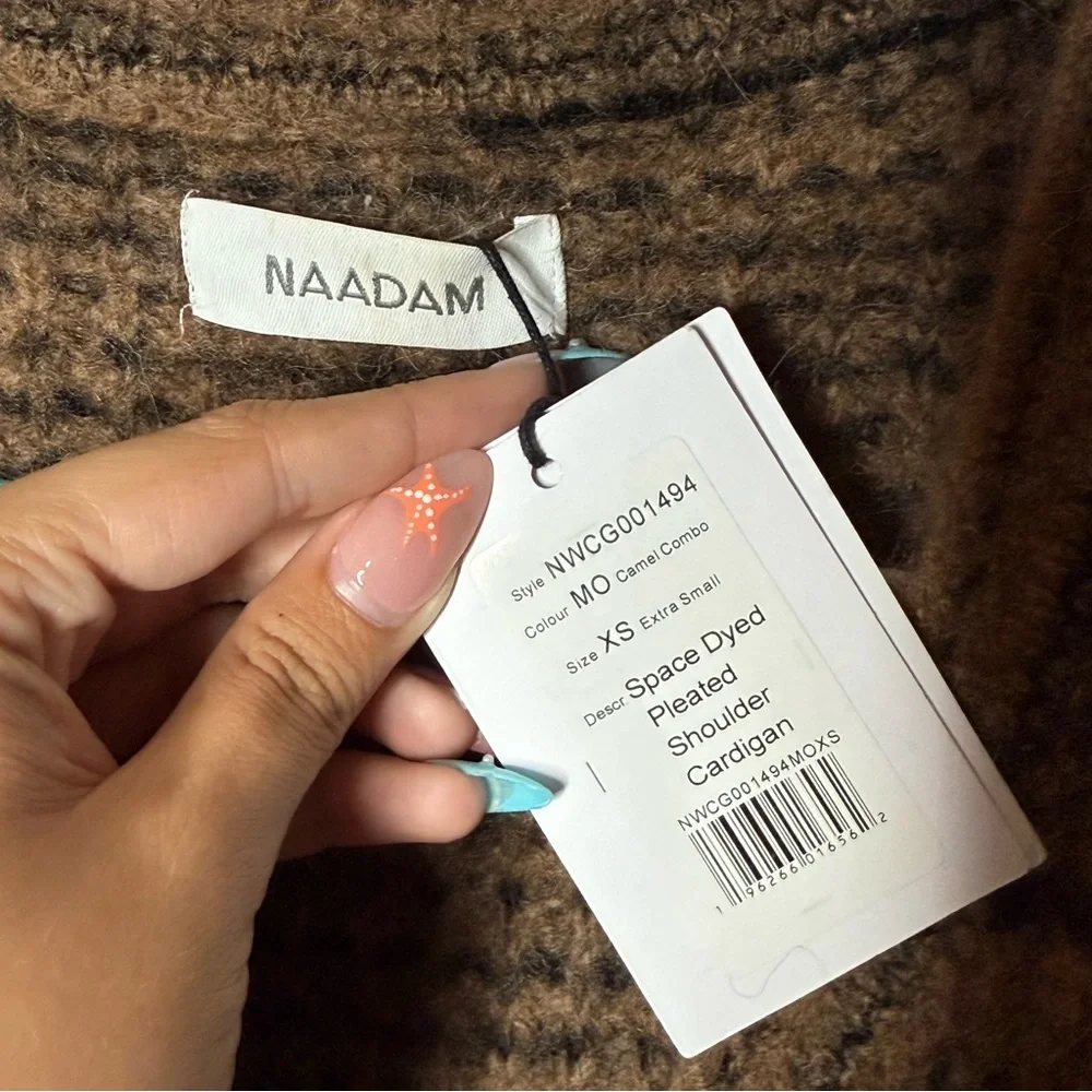 NAADAM Brown and Black Striped Mohair Blend V-Neck Cardigan - Picture 5 of 5